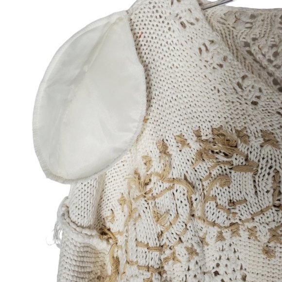 Vintage Express Tricot Hand-knitted Sweater Soft Dressing Boho Open Knit M - Picture 14 of 16